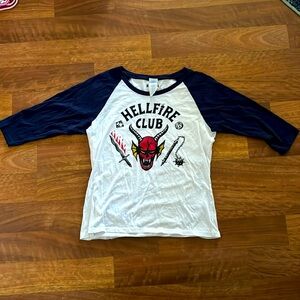 Hellfire club(from stranger things on Netflix) shirt, woman’s large
